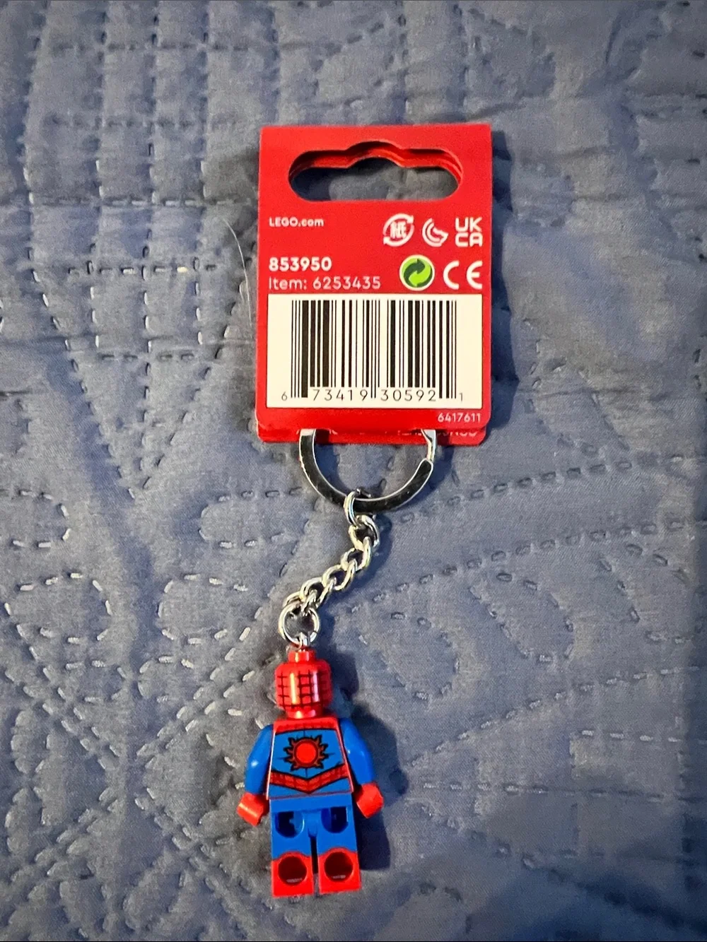 Lego Spider-Man Red and Blue Minifigure Keychain